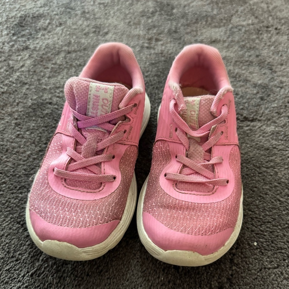 Girls pink Under Armour sneakers. Size 11